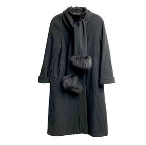 UTEX DESIGN Vintage Wool Cashmere Long Winter Coat Black 8